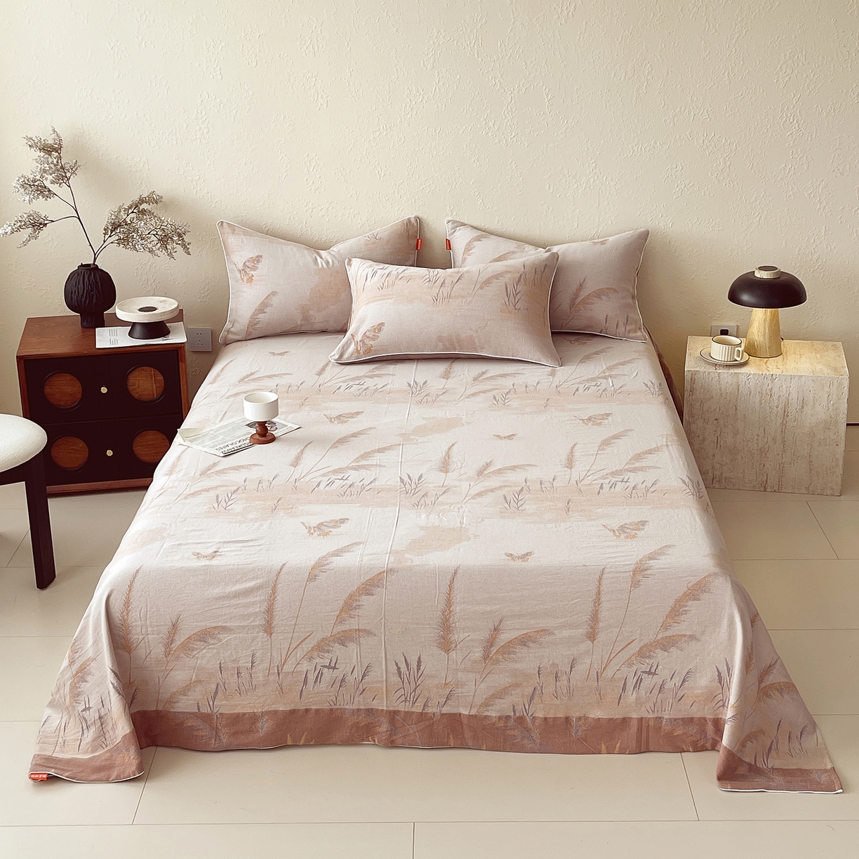 91家纺网 家纺一手货源 找家纺 春皖家纺 2026春夏新款（正反两用）A类提花双层纱单床单 瑾璃