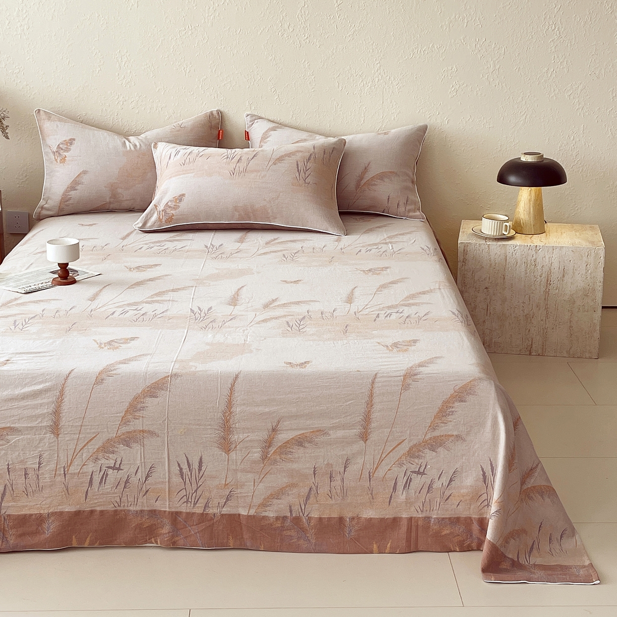 91家纺网 家纺一手货源 找家纺 春皖家纺 2026春夏新款（正反两用）A类提花双层纱单床单 瑾璃