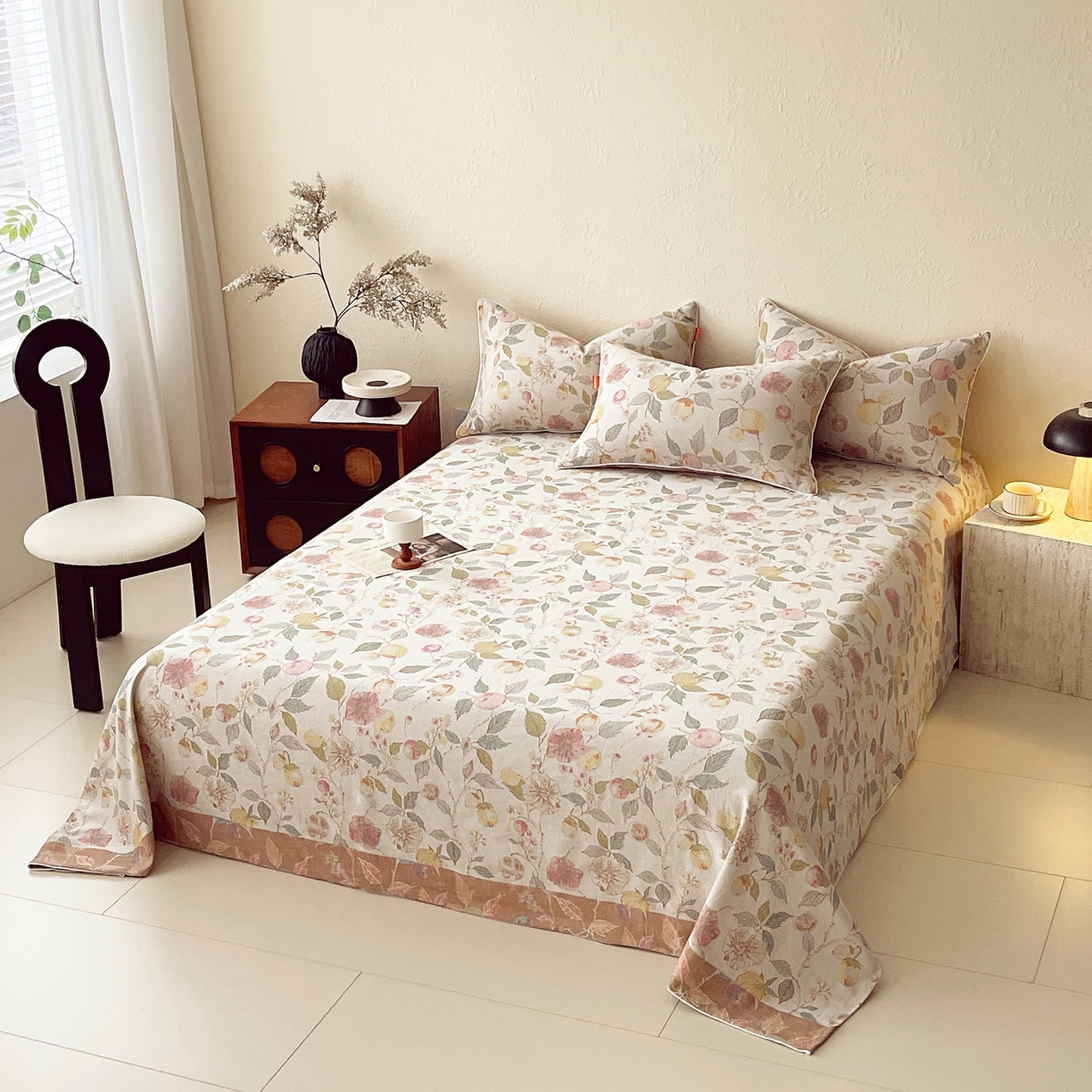 91家纺网 家纺一手货源 找家纺 春皖家纺 2026春夏新款（正反两用）A类提花双层纱单床单 稔秋