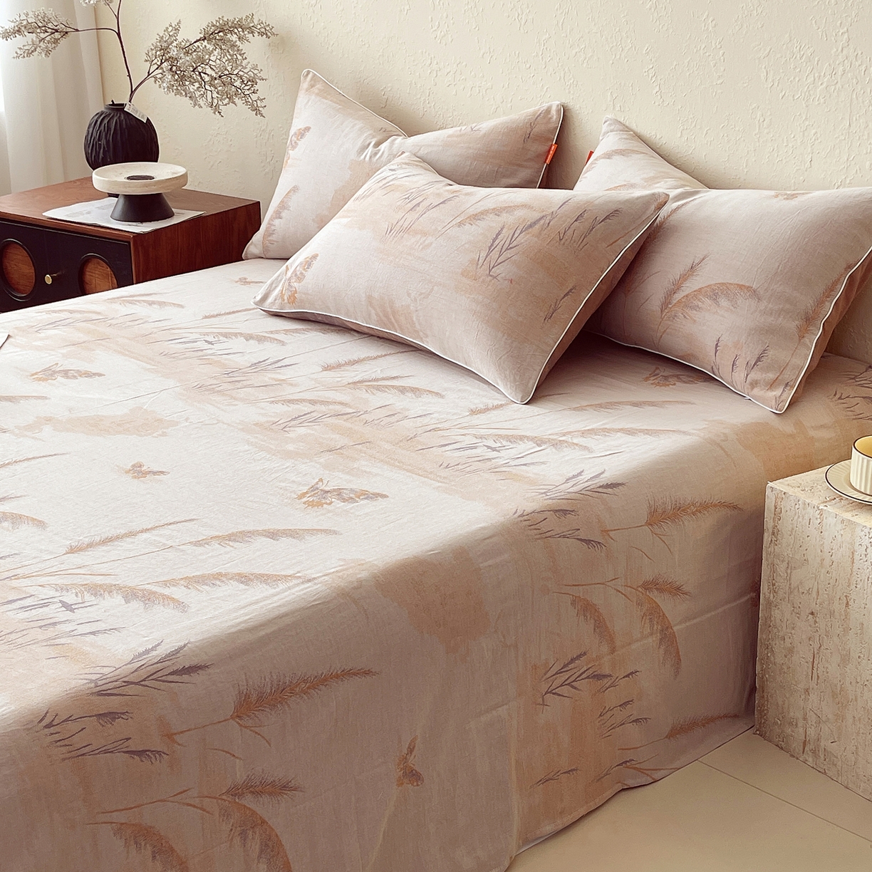 91家纺网 家纺一手货源 找家纺 春皖家纺 2026春夏新款（正反两用）A类提花双层纱单床单 瑾璃