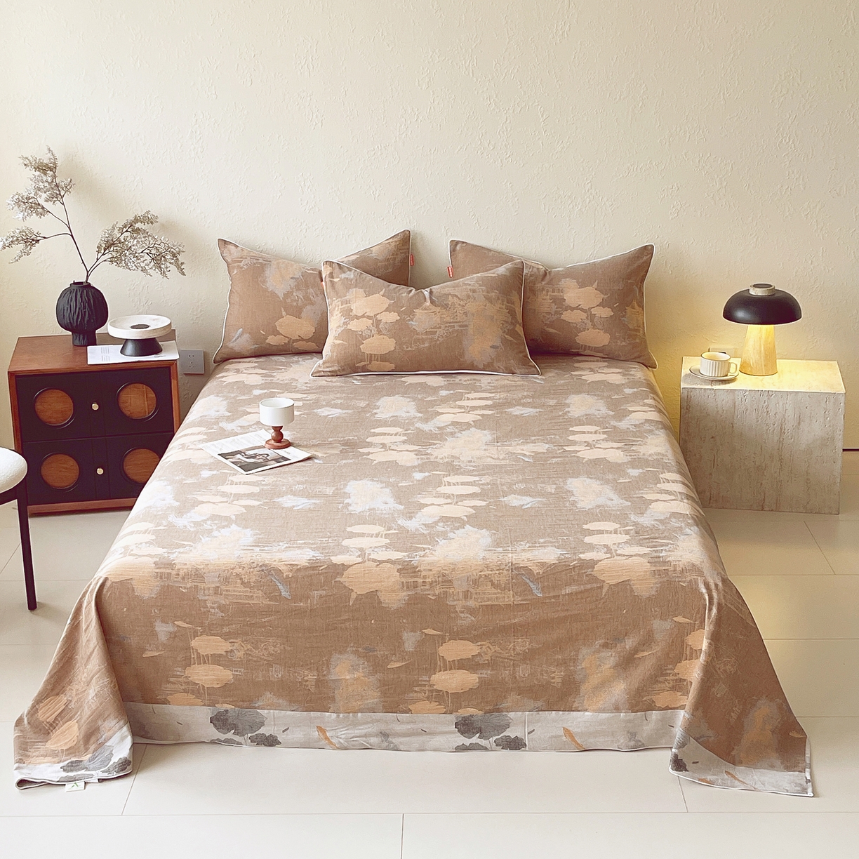 91家纺网 家纺一手货源 找家纺 春皖家纺 2026春夏新款（正反两用）A类提花双层纱单床单 荷芷