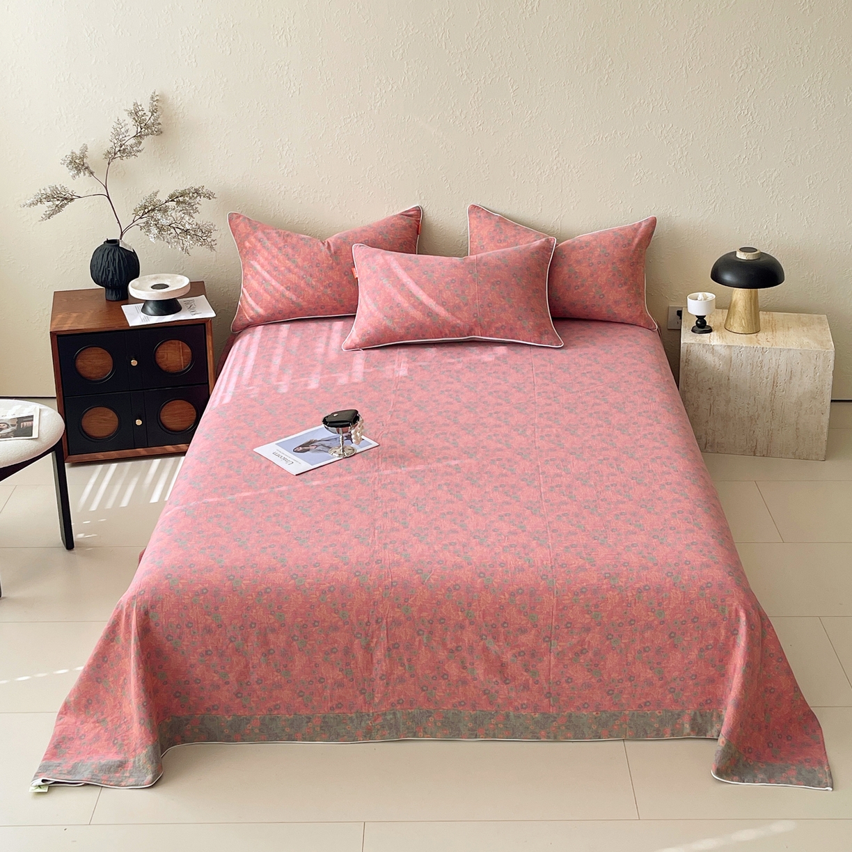 春皖家纺 2026春夏新款（正反两用）A类提花双层纱单床单 惜梦-绿粉