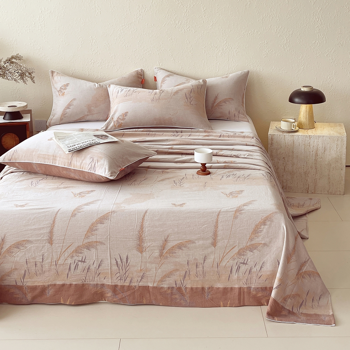 91家纺网 家纺一手货源 找家纺 春皖家纺 2026春夏新款（正反两用）A类提花双层纱单床单 瑾璃