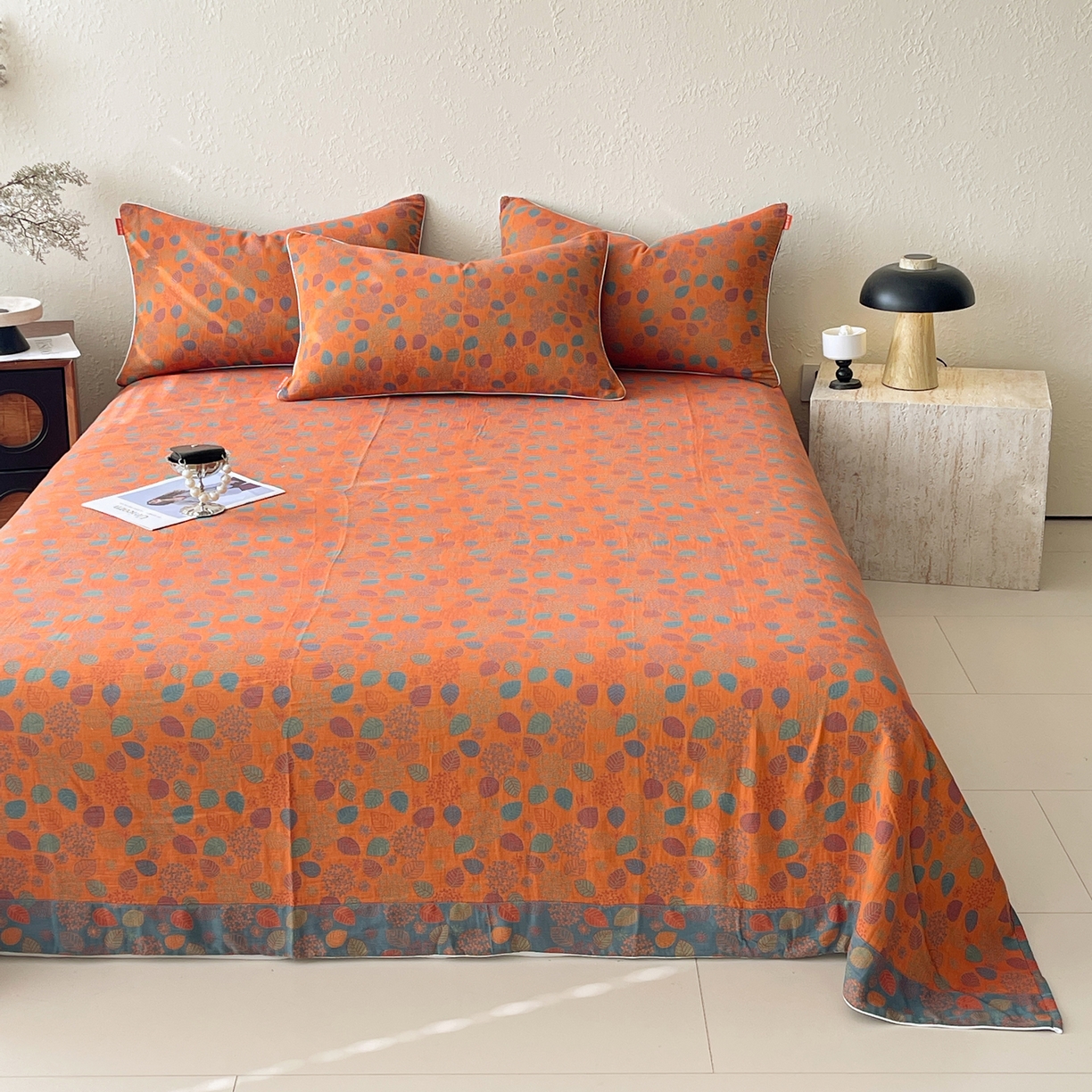 91家纺网 家纺一手货源 找家纺 春皖家纺 2026春夏新款（正反两用）A类提花双层纱单床单 映阳-蓝黄