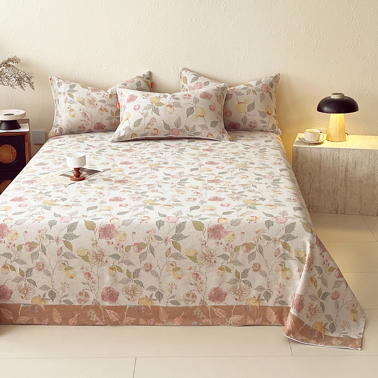 91家纺网 家纺一手货源 找家纺 春皖家纺 2026春夏新款（正反两用）A类提花双层纱单床单 稔秋