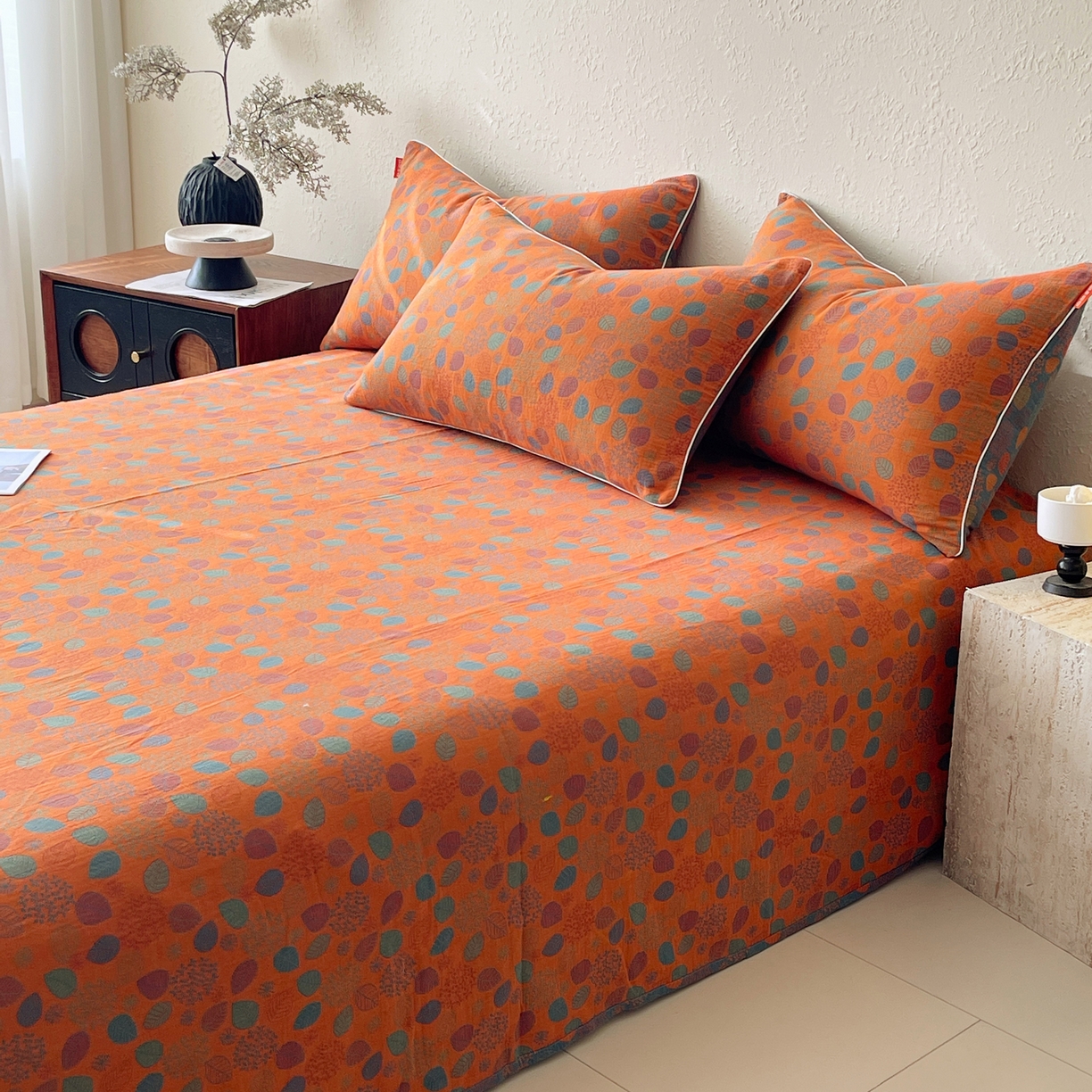 91家纺网 家纺一手货源 找家纺 春皖家纺 2026春夏新款（正反两用）A类提花双层纱单床单 映阳-蓝黄