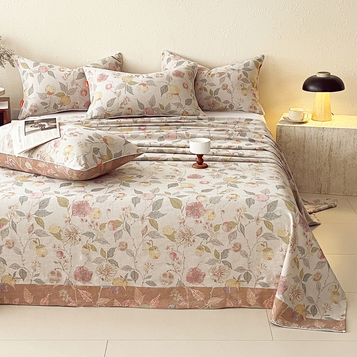 91家纺网 家纺一手货源 找家纺 春皖家纺 2026春夏新款（正反两用）A类提花双层纱单床单 稔秋