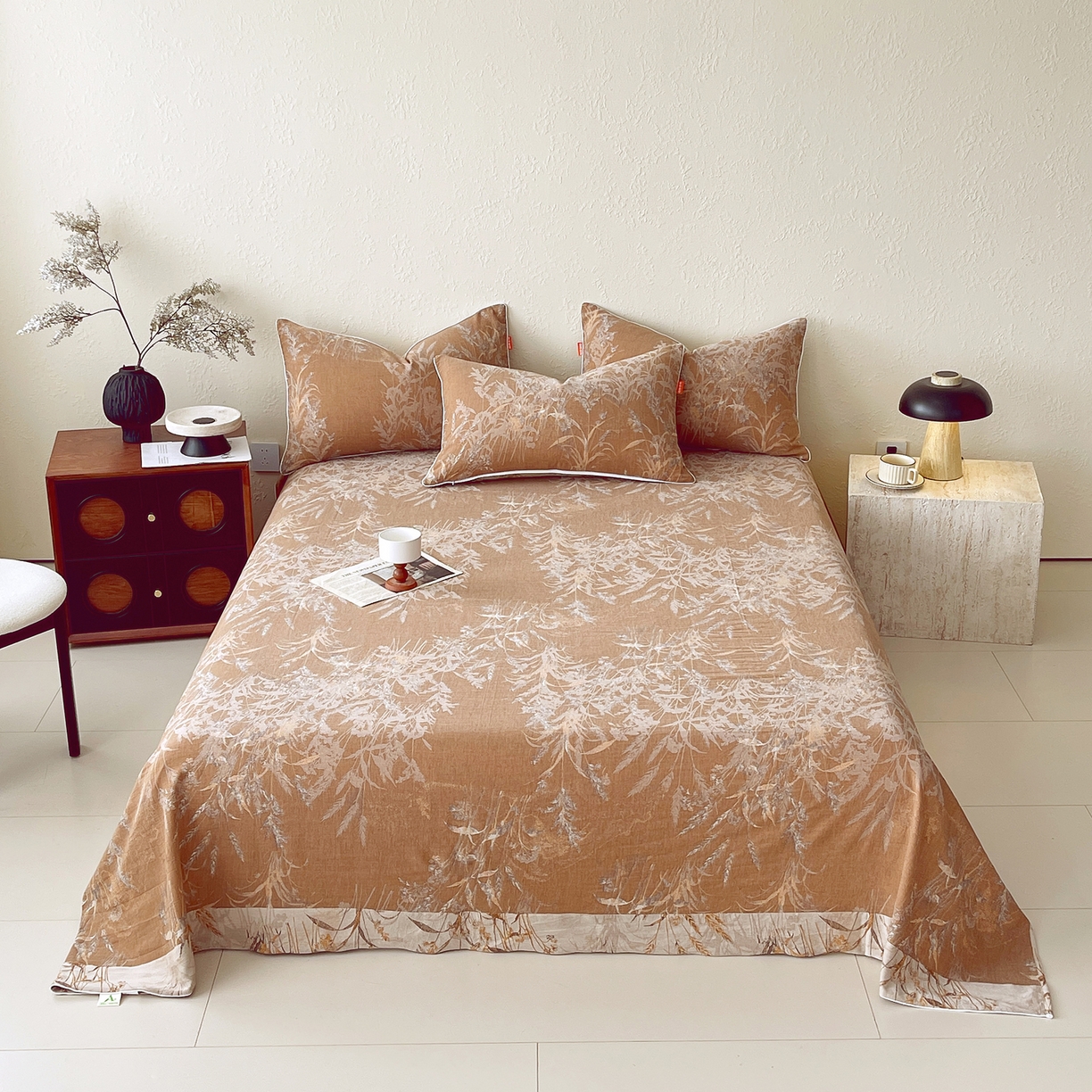 91家纺网 家纺一手货源 找家纺 春皖家纺 2026春夏新款（正反两用）A类提花双层纱单床单 金穗