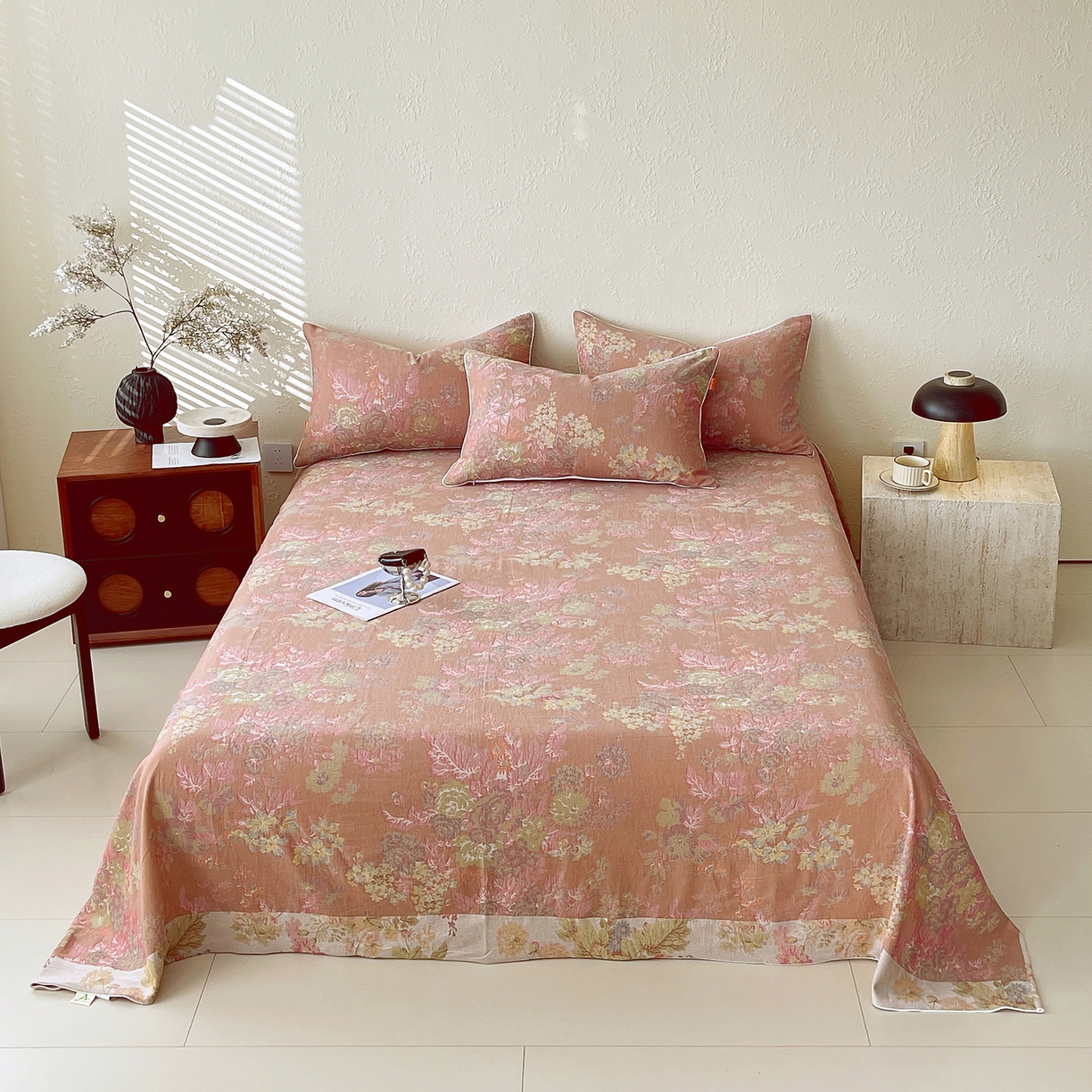 91家纺网 家纺一手货源 找家纺 春皖家纺 2026春夏新款（正反两用）A类提花双层纱单床单 霞沫