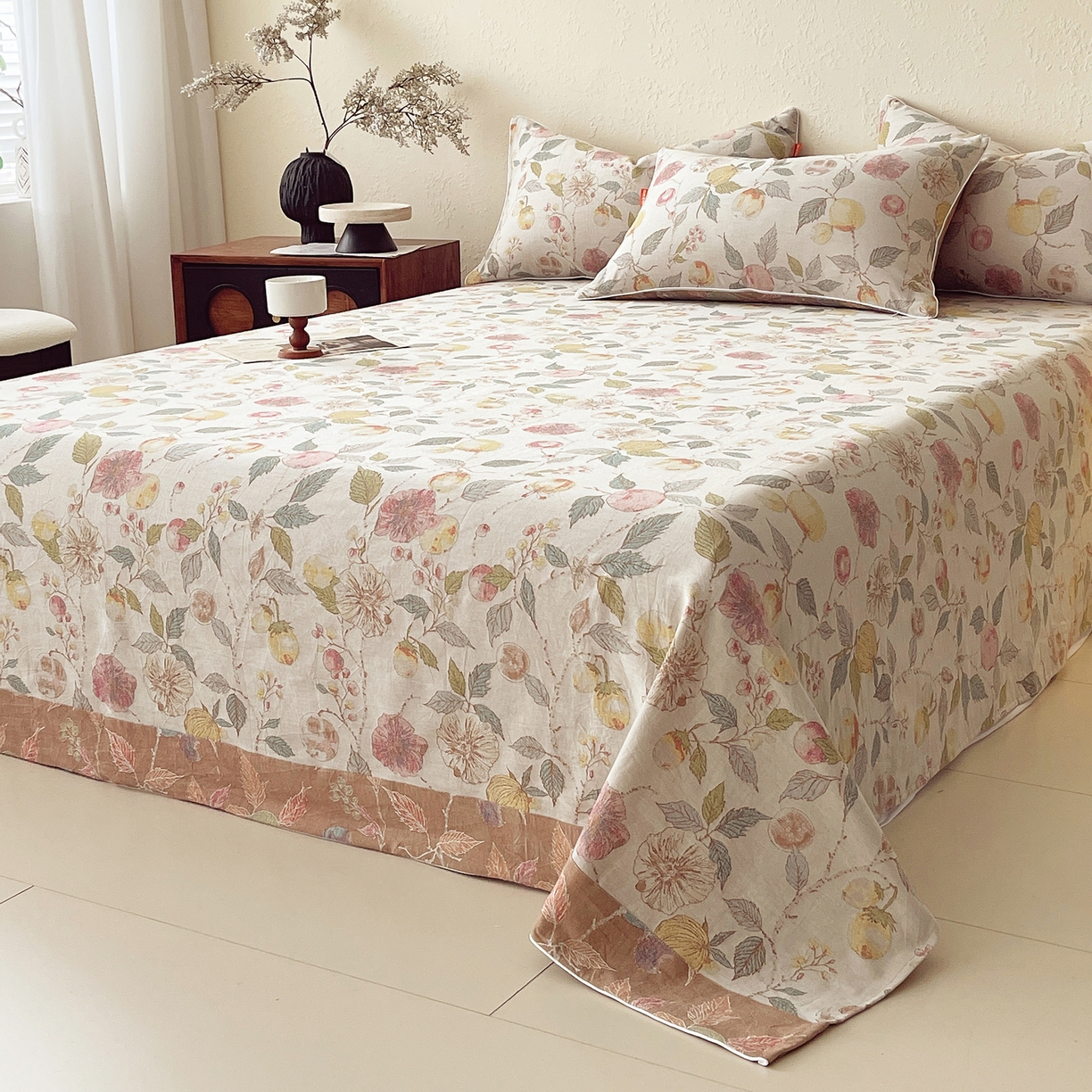 91家纺网 家纺一手货源 找家纺 春皖家纺 2026春夏新款（正反两用）A类提花双层纱单床单 稔秋