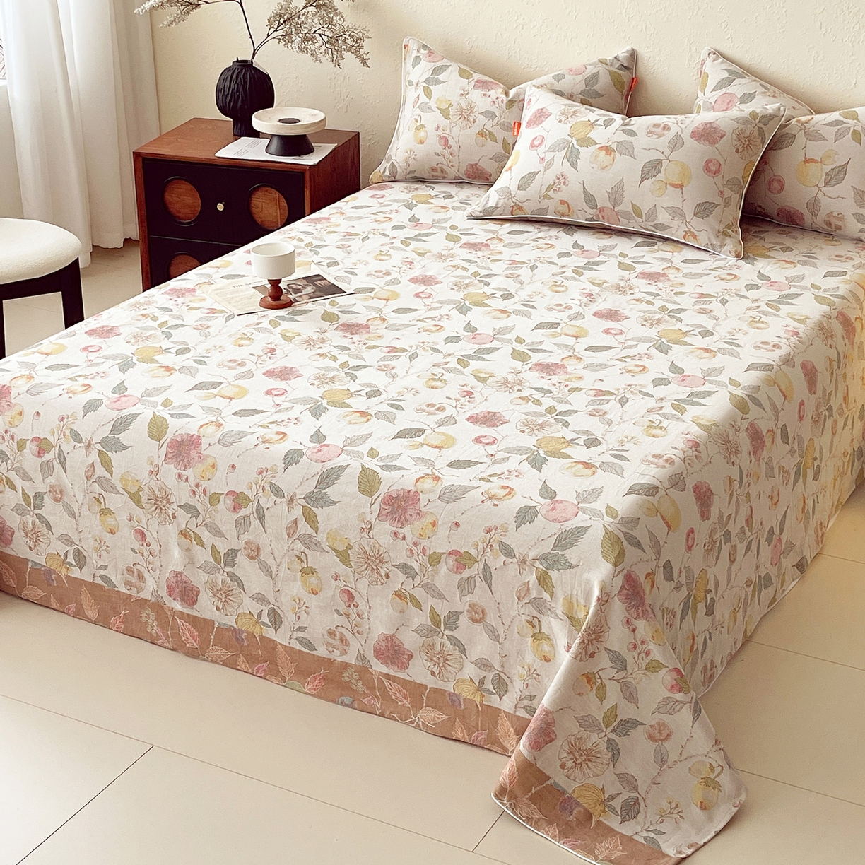 91家纺网 家纺一手货源 找家纺 春皖家纺 2026春夏新款（正反两用）A类提花双层纱单床单 稔秋