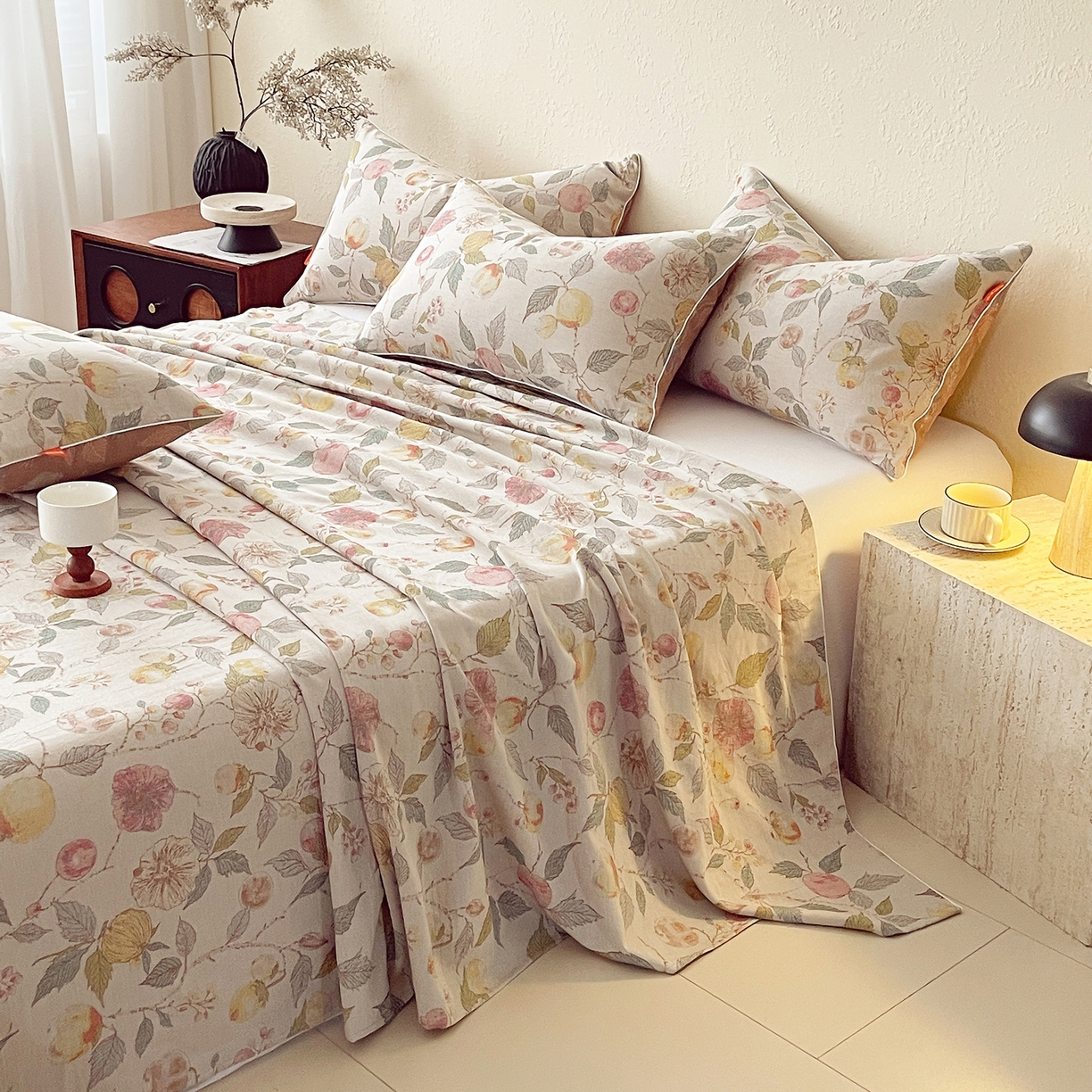 91家纺网 家纺一手货源 找家纺 春皖家纺 2026春夏新款（正反两用）A类提花双层纱单床单 稔秋