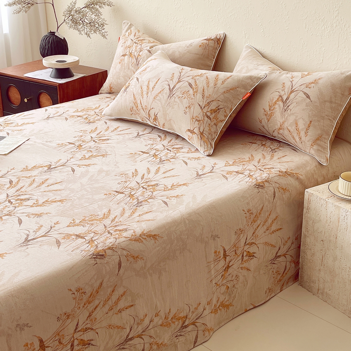 91家纺网 家纺一手货源 找家纺 春皖家纺 2026春夏新款（正反两用）A类提花双层纱单床单 金穗