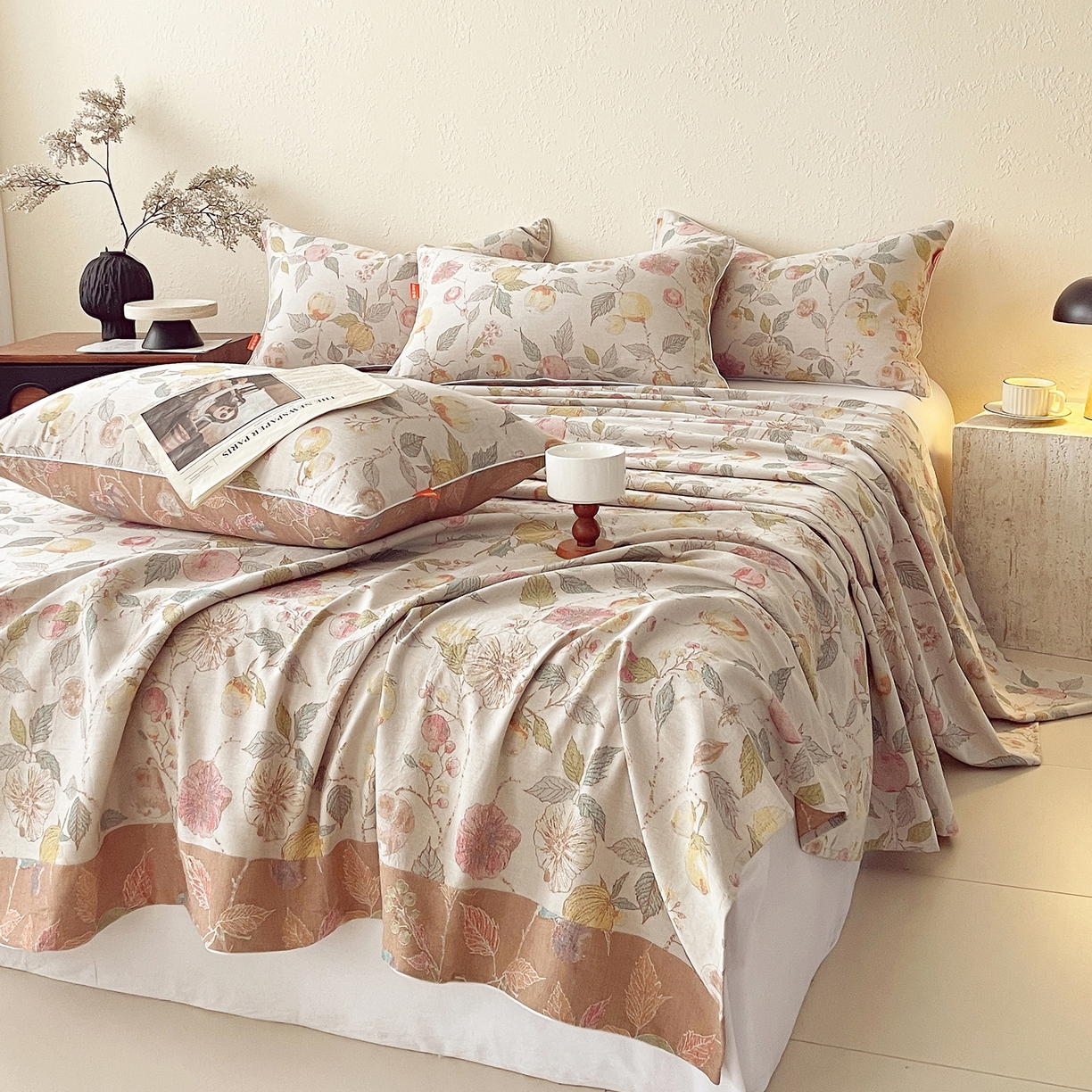 91家纺网 家纺一手货源 找家纺 春皖家纺 2026春夏新款（正反两用）A类提花双层纱单床单 稔秋