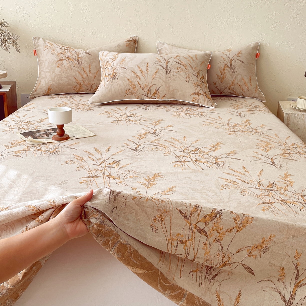 91家纺网 家纺一手货源 找家纺 春皖家纺 2026春夏新款（正反两用）A类提花双层纱单床单 金穗