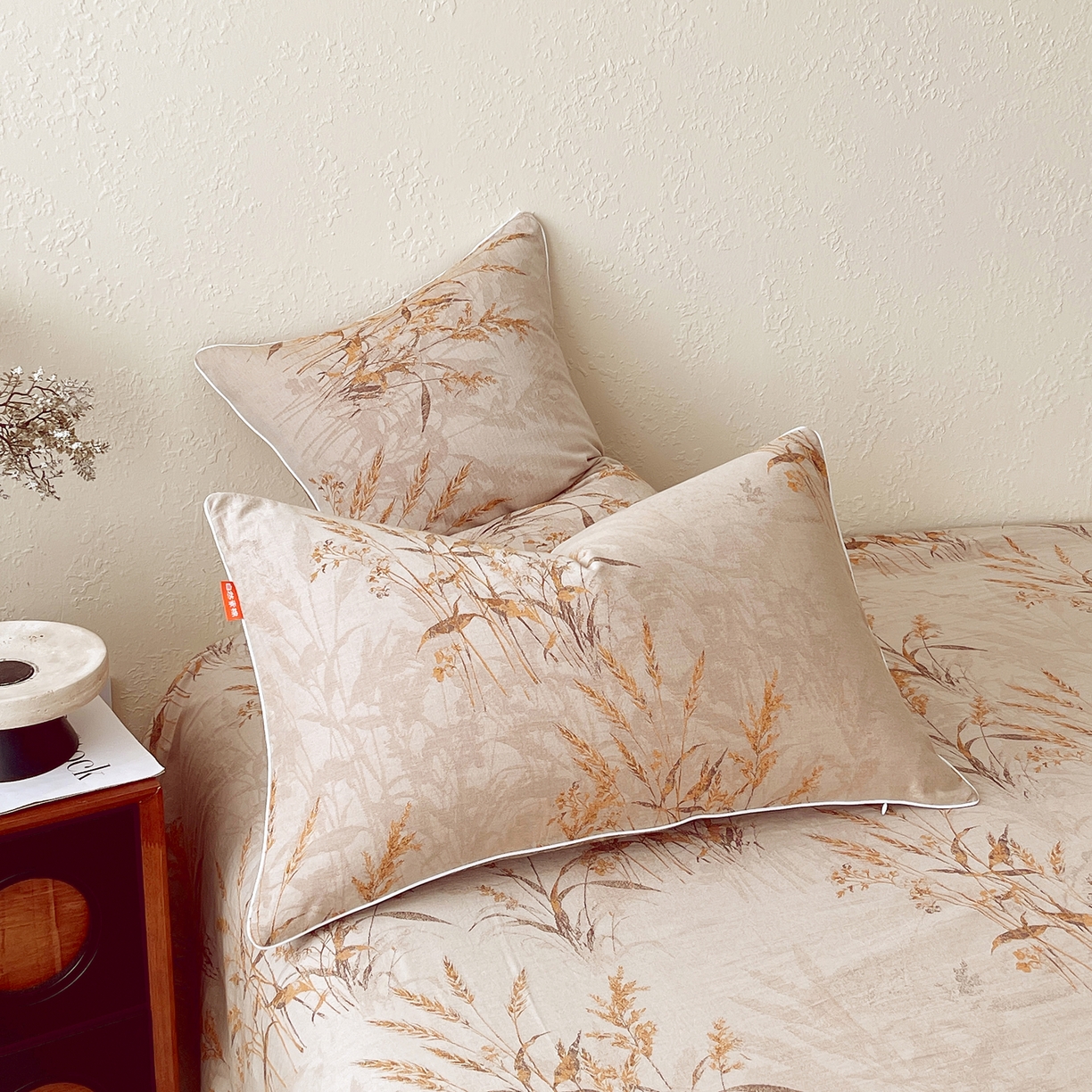 91家纺网 家纺一手货源 找家纺 春皖家纺 2026春夏新款（正反两用）A类提花双层纱单枕套 金穗