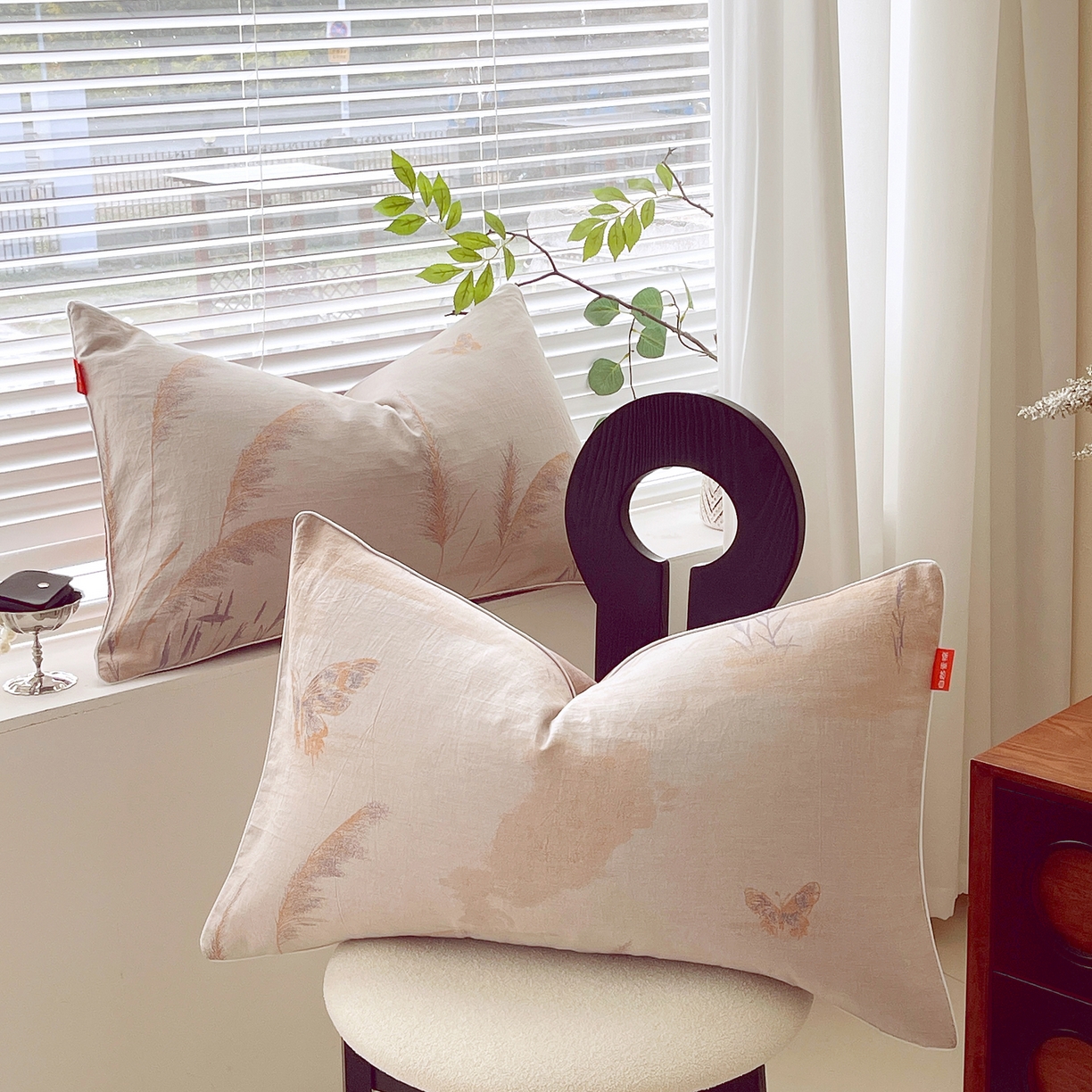 91家纺网 家纺一手货源 找家纺 春皖家纺 2026春夏新款（正反两用）A类提花双层纱单枕套 瑾璃