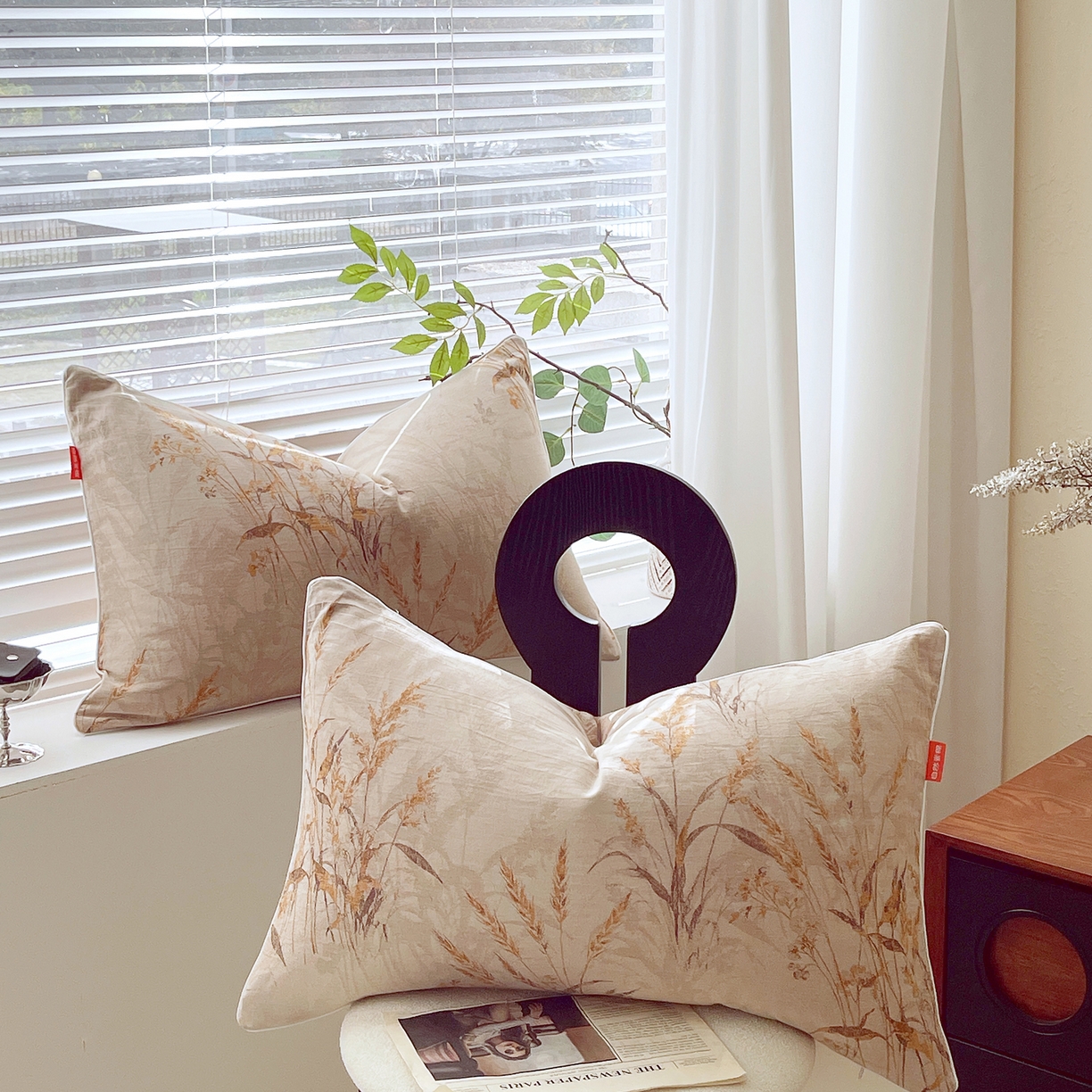 91家纺网 家纺一手货源 找家纺 春皖家纺 2026春夏新款（正反两用）A类提花双层纱单枕套 金穗