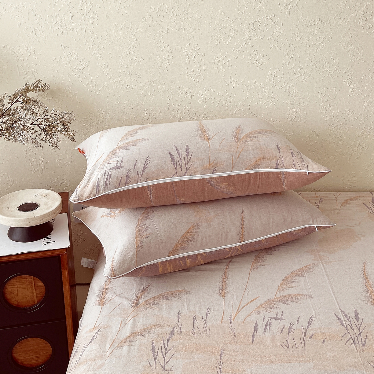 91家纺网 家纺一手货源 找家纺 春皖家纺 2026春夏新款（正反两用）A类提花双层纱单枕套 瑾璃