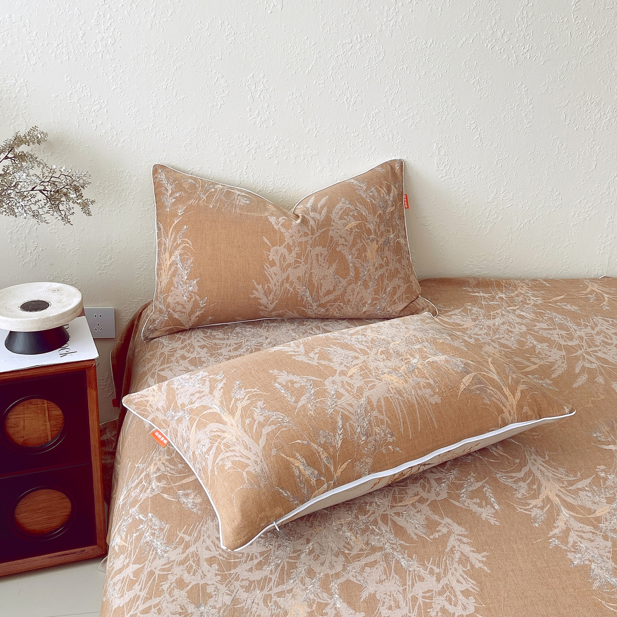 91家纺网 家纺一手货源 找家纺 春皖家纺 2026春夏新款（正反两用）A类提花双层纱单枕套 金穗