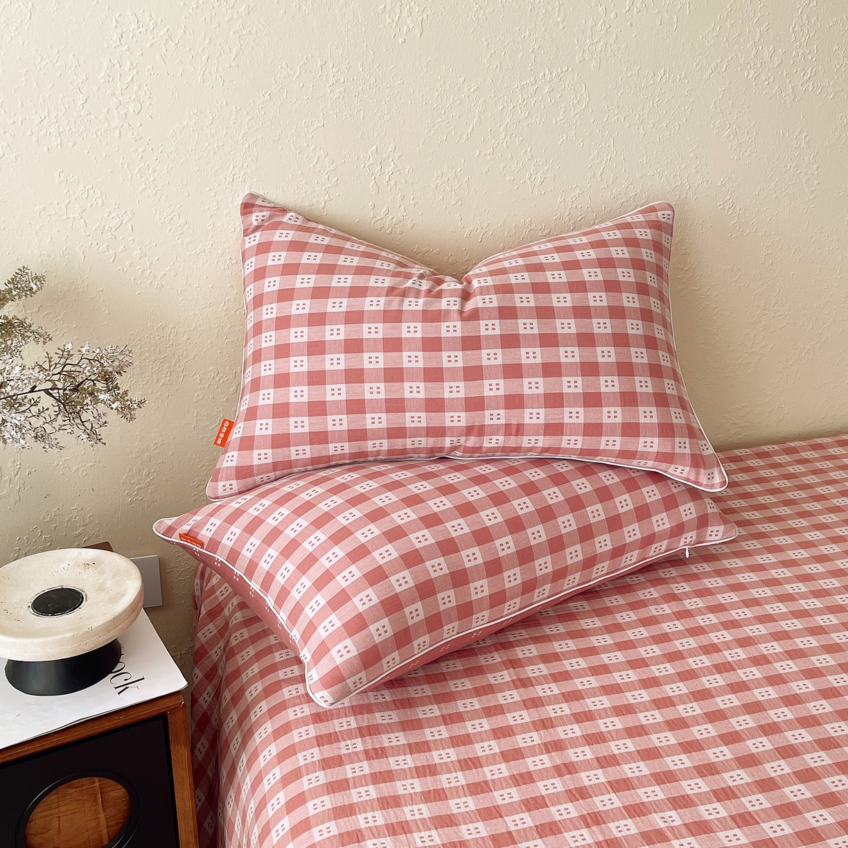 91家纺网 家纺一手货源 找家纺 春皖家纺 2026春夏新款（正反两用）A类提花双层纱单枕套 思柔-粉红