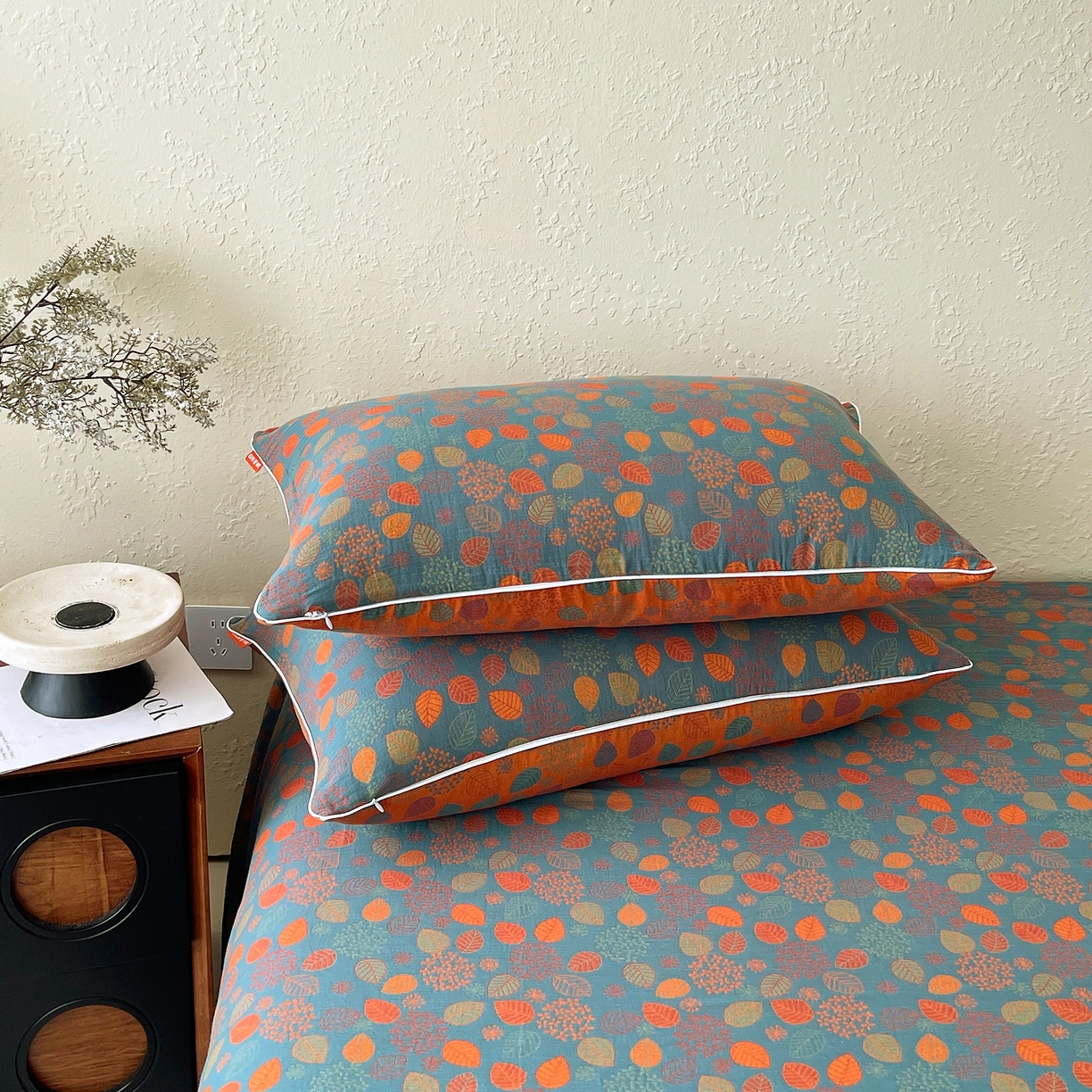 91家纺网 家纺一手货源 找家纺 春皖家纺 2026春夏新款（正反两用）A类提花双层纱单枕套 映阳-蓝黄