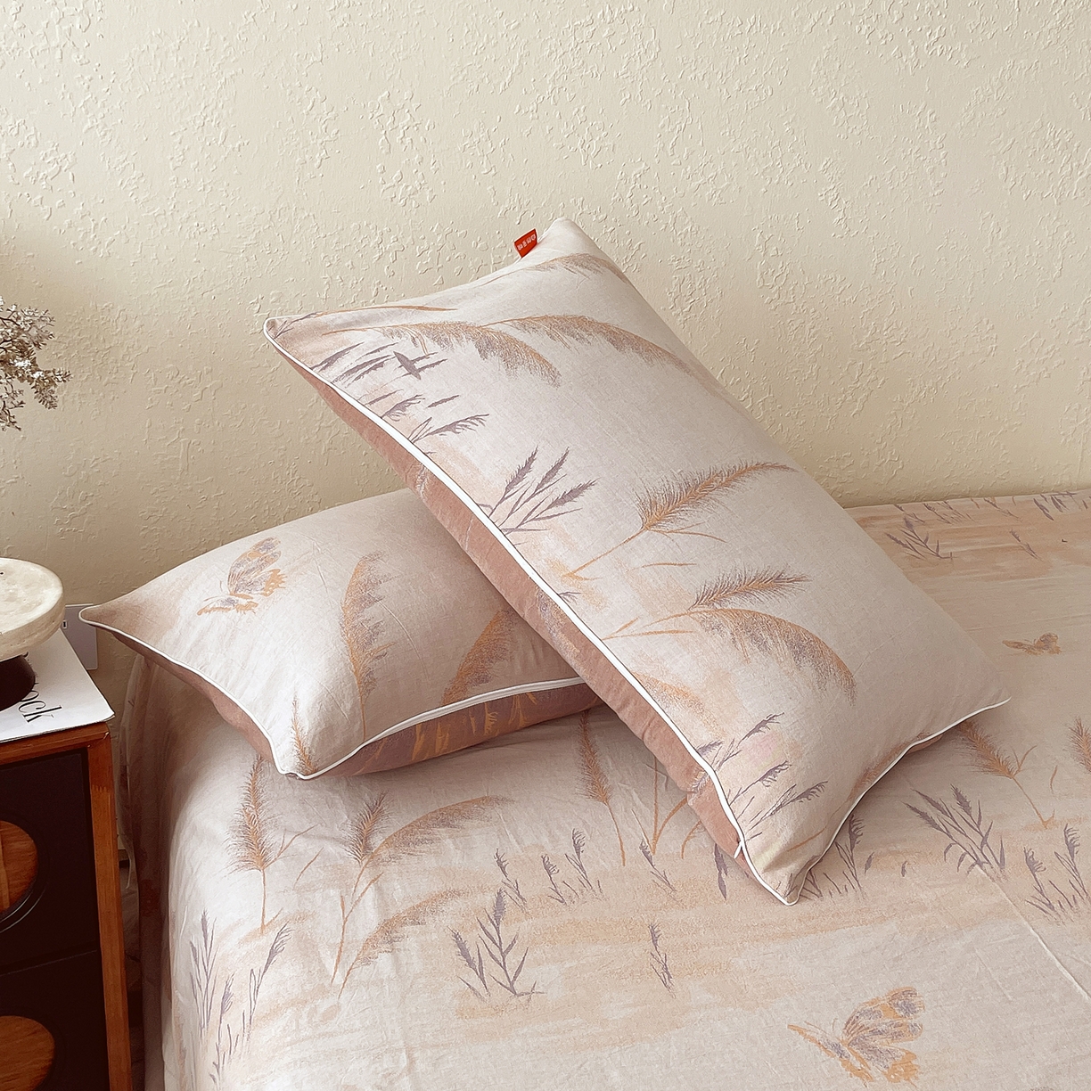 91家纺网 家纺一手货源 找家纺 春皖家纺 2026春夏新款（正反两用）A类提花双层纱单枕套 瑾璃