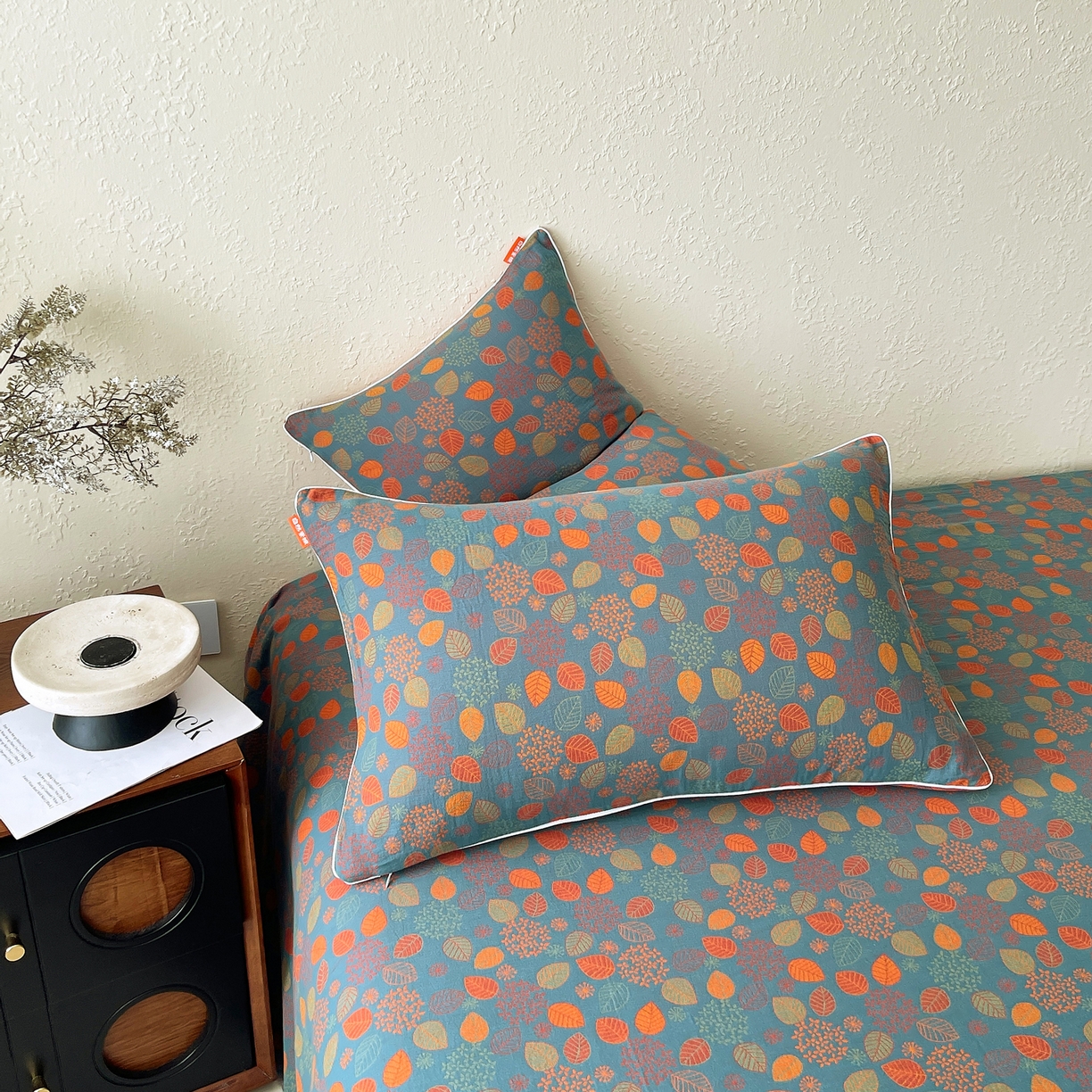 91家纺网 家纺一手货源 找家纺 春皖家纺 2026春夏新款（正反两用）A类提花双层纱单枕套 映阳-蓝黄