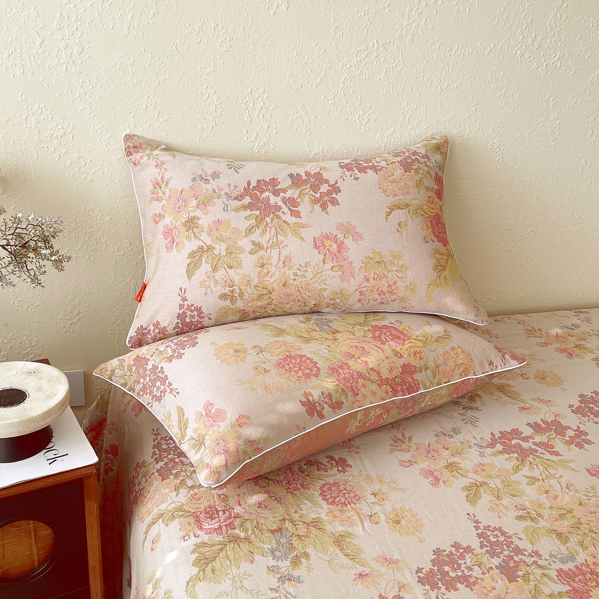 91家纺网 家纺一手货源 找家纺 春皖家纺 2026春夏新款（正反两用）A类提花双层纱单枕套 霞沫