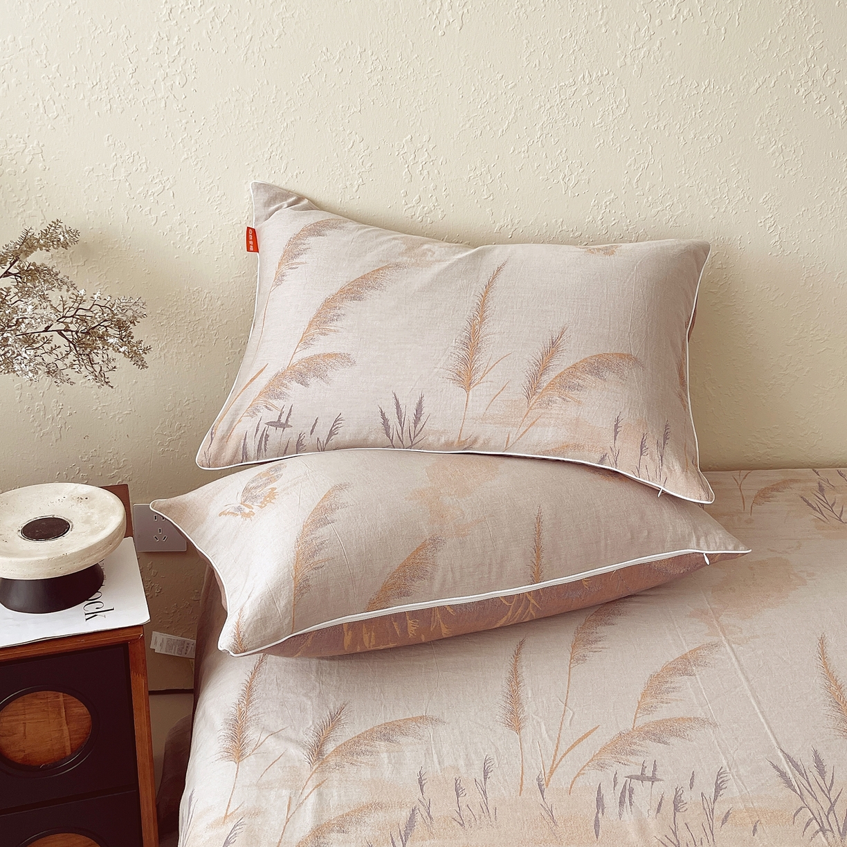 91家纺网 家纺一手货源 找家纺 春皖家纺 2026春夏新款（正反两用）A类提花双层纱单枕套 瑾璃