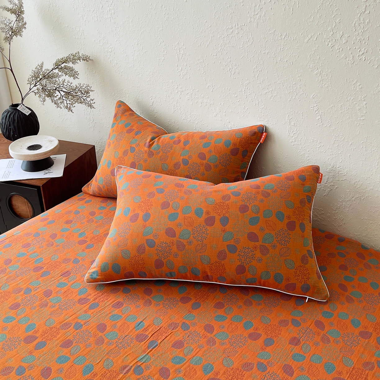 91家纺网 家纺一手货源 找家纺 春皖家纺 2026春夏新款（正反两用）A类提花双层纱单枕套 映阳-蓝黄