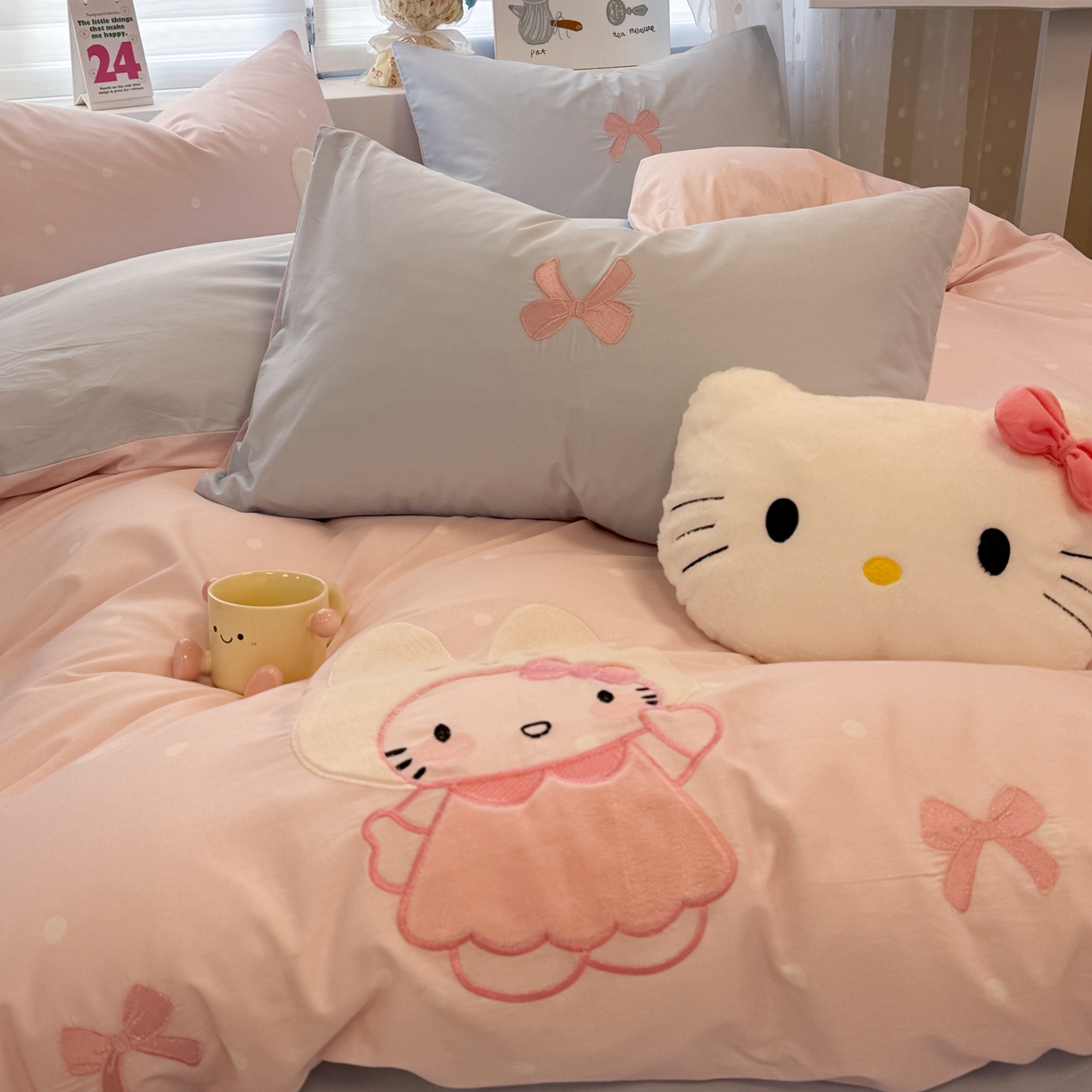 91家纺网 家纺一手货源 找家纺 （总）懒猫家纺 2026新款A类高精密40支13374全棉纯棉喷气印花贴布绣四件套  【带礼盒】