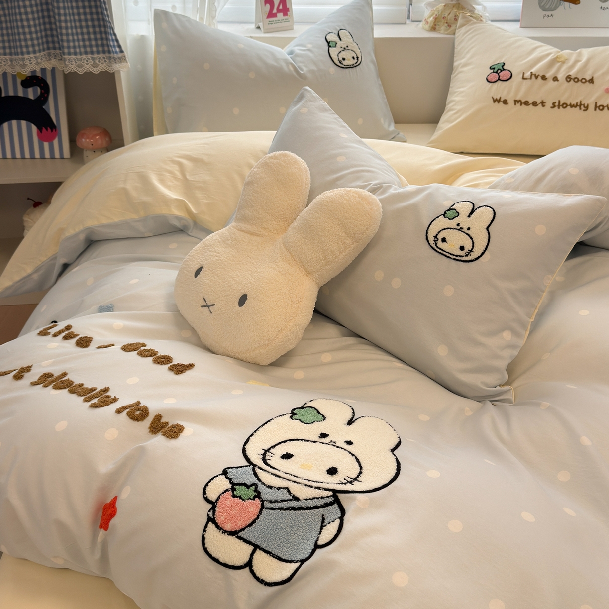 91家纺网 家纺一手货源 找家纺 懒猫家纺 2026新款A类高精密40支13374全棉纯棉喷气印花贴布绣四件套  【带礼盒】 海盐芝士