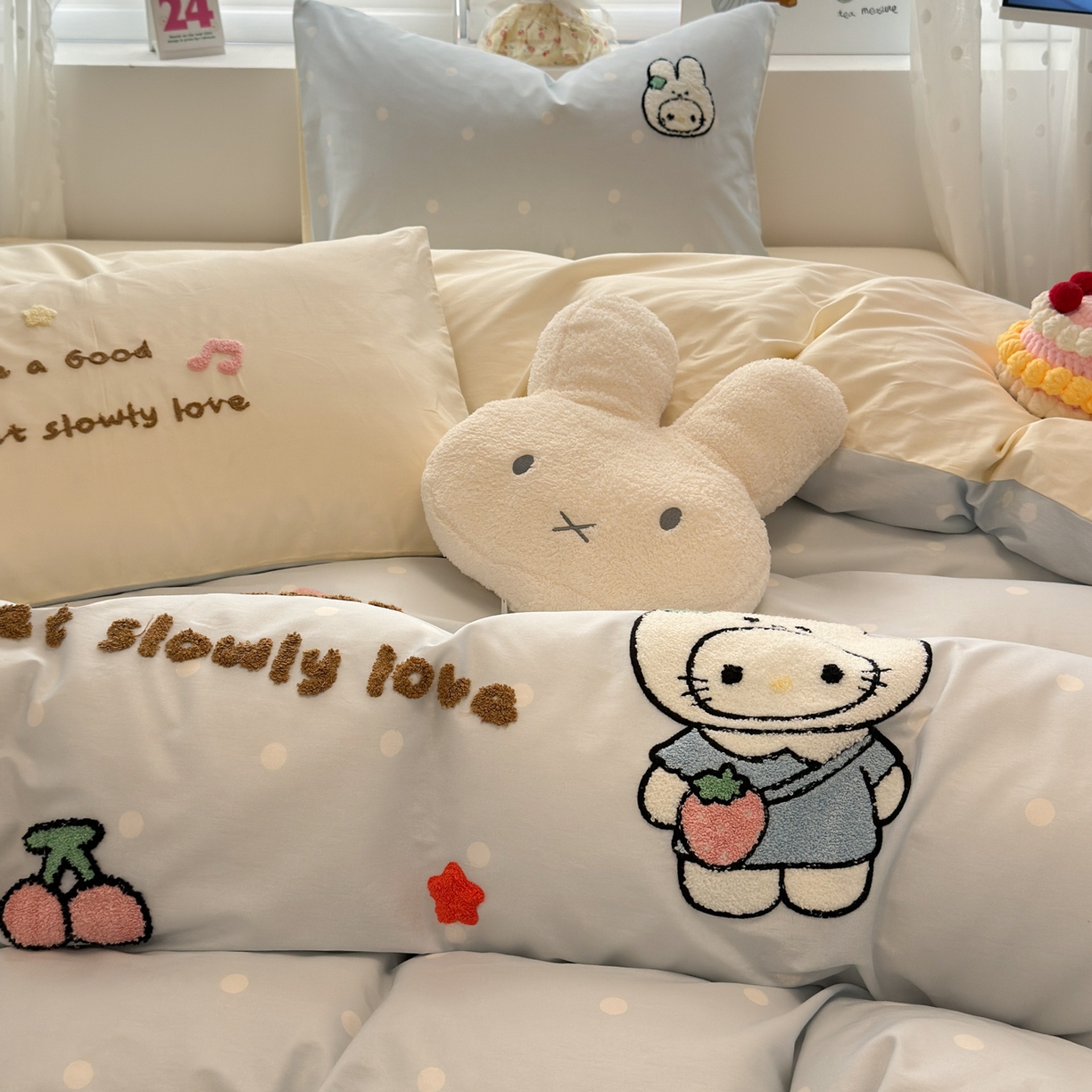 91家纺网 家纺一手货源 找家纺 懒猫家纺 2026新款A类高精密40支13374全棉纯棉喷气印花贴布绣四件套  【带礼盒】 海盐芝士