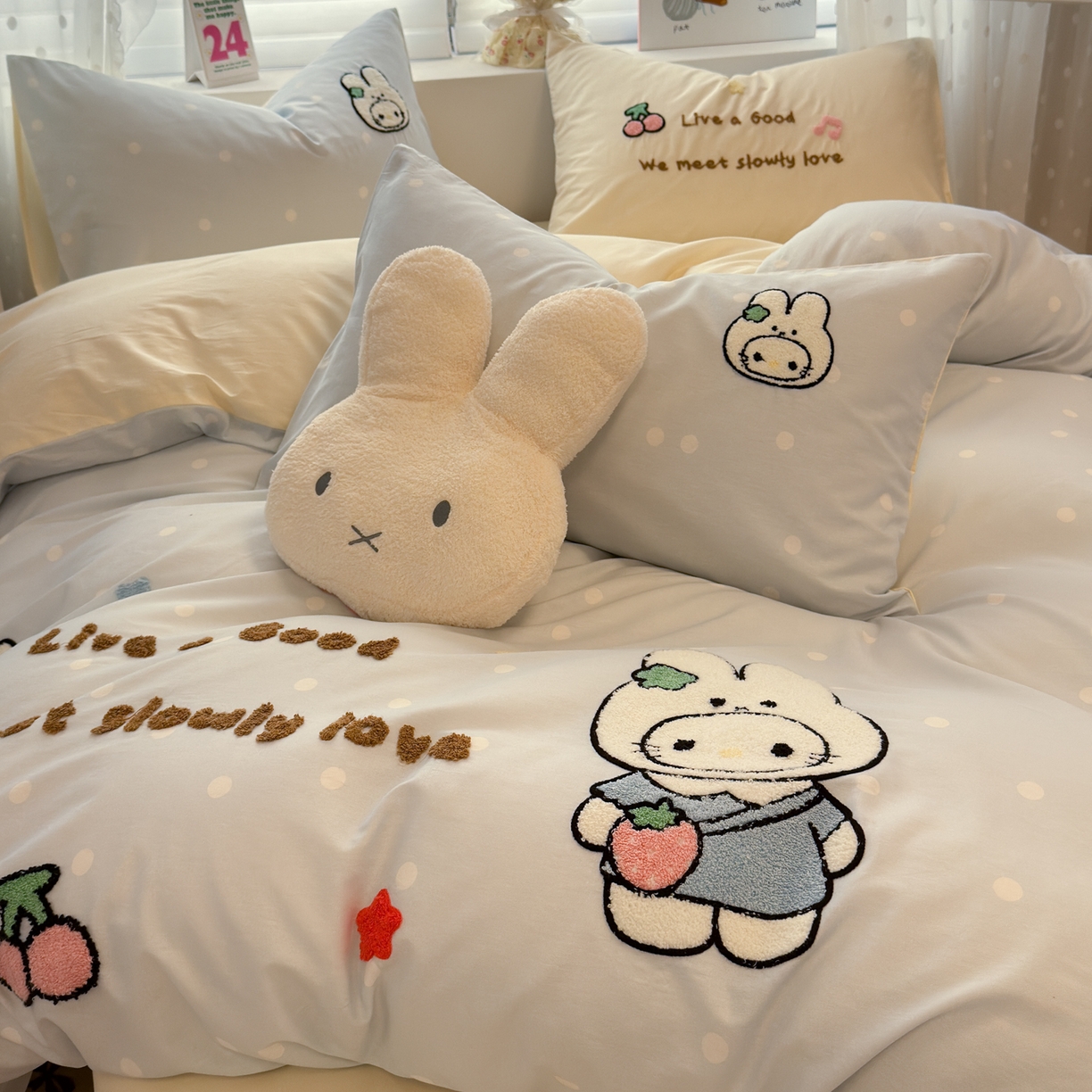 91家纺网 家纺一手货源 找家纺 懒猫家纺 2026新款A类高精密40支13374全棉纯棉喷气印花贴布绣四件套  【带礼盒】 海盐芝士