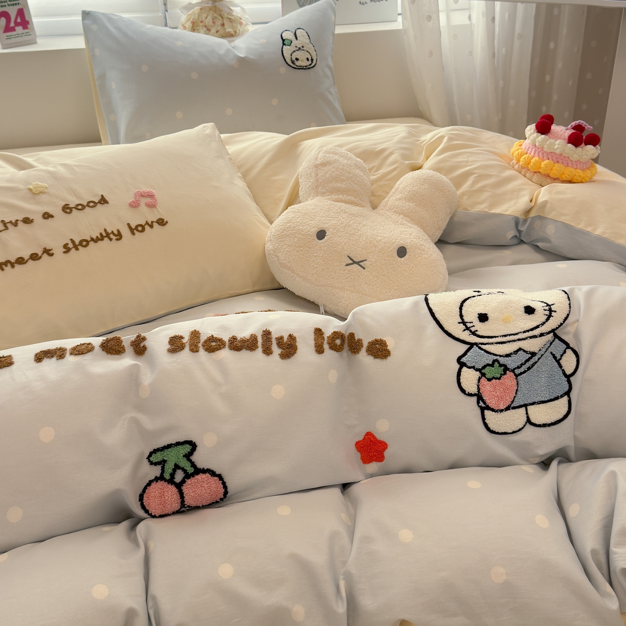 91家纺网 家纺一手货源 找家纺 懒猫家纺 2026新款A类高精密40支13374全棉纯棉喷气印花贴布绣四件套  【带礼盒】 海盐芝士