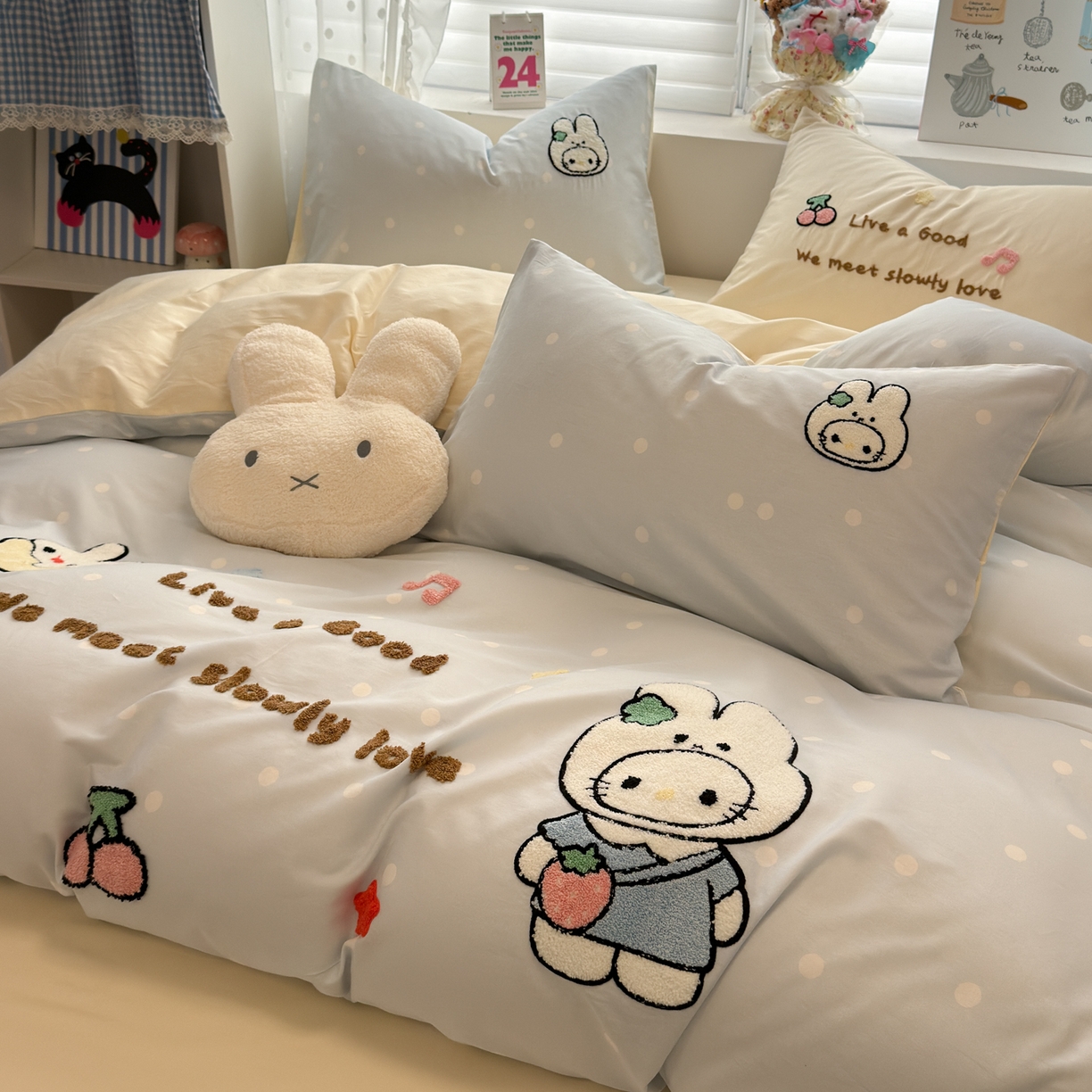 91家纺网 家纺一手货源 找家纺 懒猫家纺 2026新款A类高精密40支13374全棉纯棉喷气印花贴布绣四件套  【带礼盒】 海盐芝士