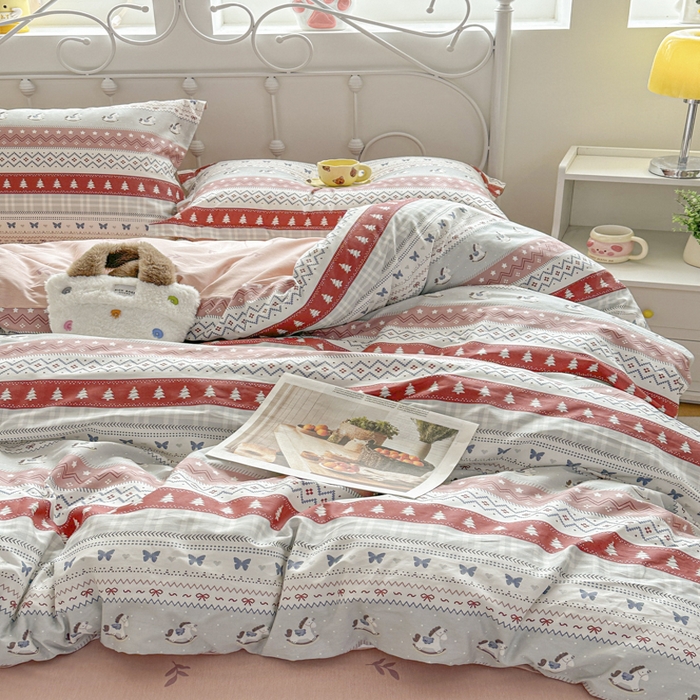 91家纺网 家纺一手货源 找家纺 红淳家纺 2026新款13070全棉纯棉印花单品被套单件被套 冰岛小马