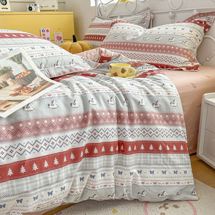 91家纺网 家纺一手货源 找家纺 红淳家纺 2026新款13070全棉纯棉印花单品被套单件被套 冰岛小马