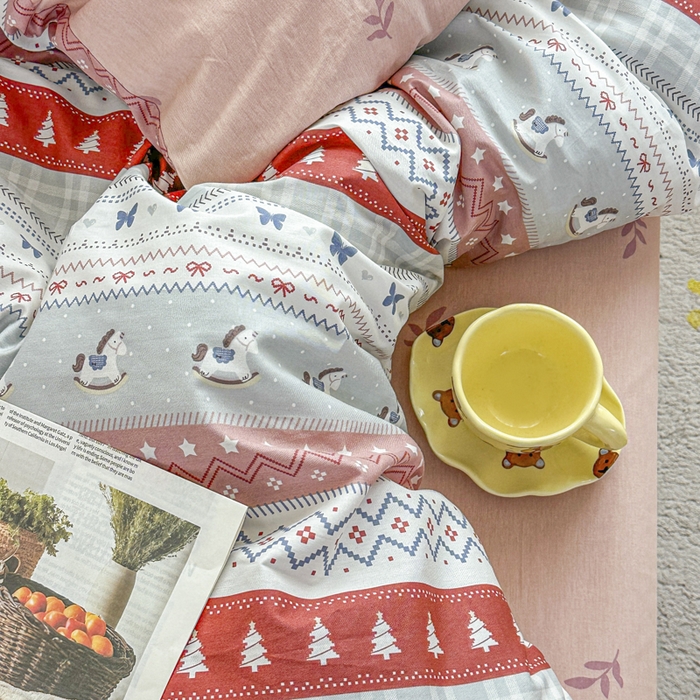 91家纺网 家纺一手货源 找家纺 红淳家纺 2026新款13070全棉纯棉印花单品被套单件被套 冰岛小马