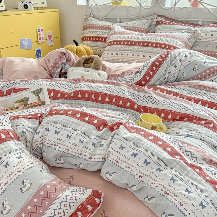 91家纺网 家纺一手货源 找家纺 红淳家纺 2026新款13070全棉纯棉印花单品被套单件被套 冰岛小马