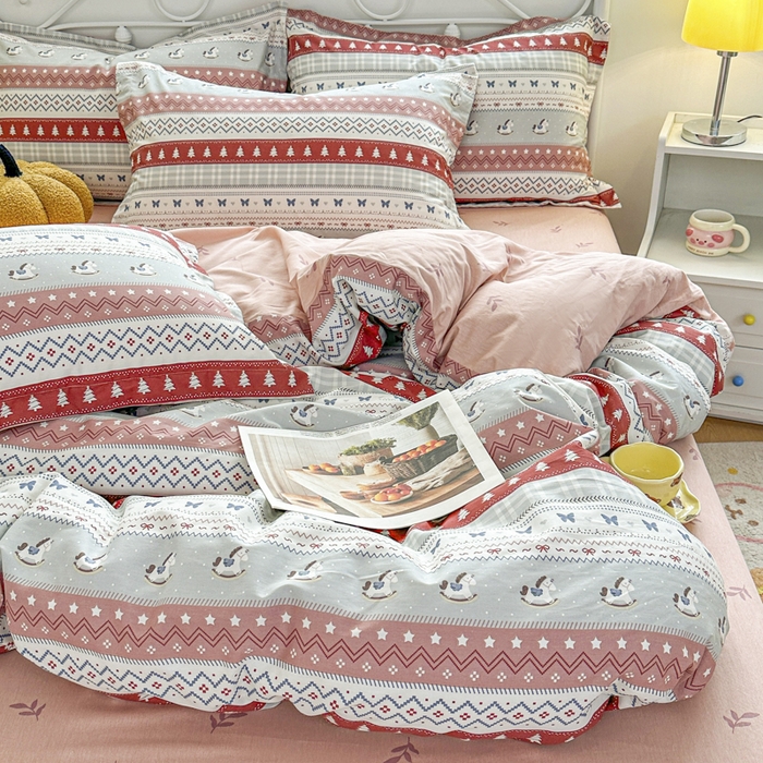 91家纺网 家纺一手货源 找家纺 红淳家纺 2026新款13070全棉纯棉印花单品被套单件被套 冰岛小马