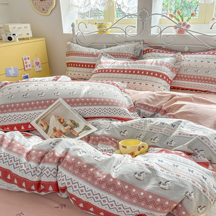 91家纺网 家纺一手货源 找家纺 红淳家纺 2026新款13070全棉纯棉印花单品枕套单件枕套 冰岛小马