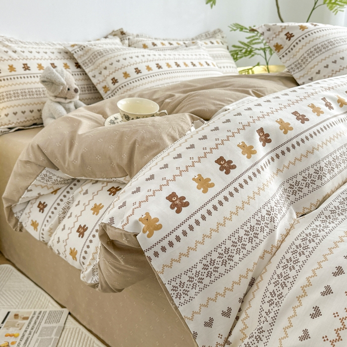 91家纺网 家纺一手货源 找家纺 红淳家纺 2026新款13070全棉纯棉印花单品枕套单件枕套 咖啡熊