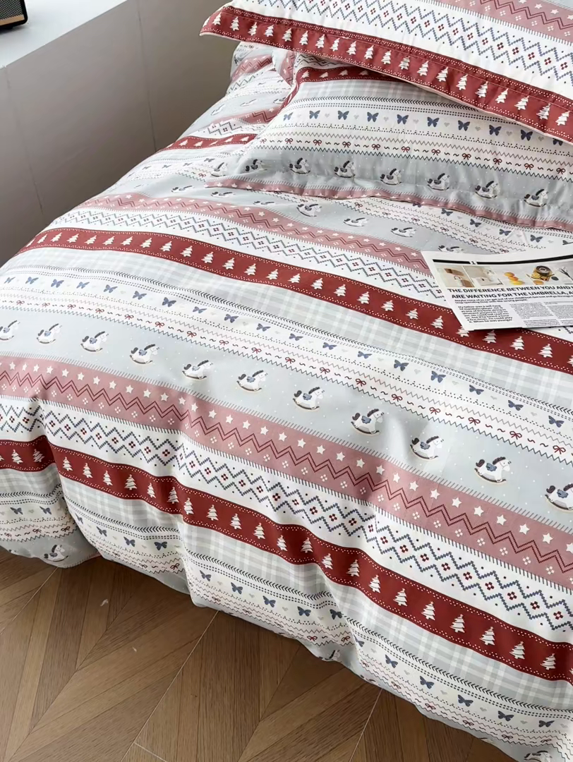 91家纺网 家纺一手货源 找家纺 红淳家纺 2026新款13070全棉纯棉印花四件套系列 冰岛小马