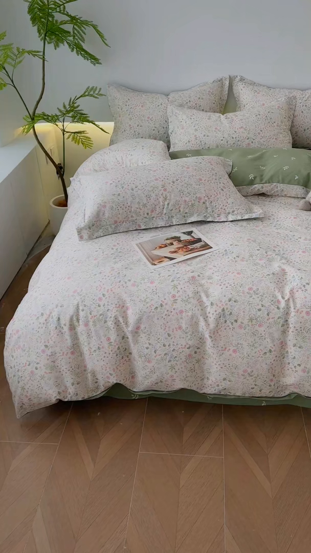 91家纺网 家纺一手货源 找家纺 红淳家纺 2026新款13070全棉纯棉印花四件套系列 漫漫花香