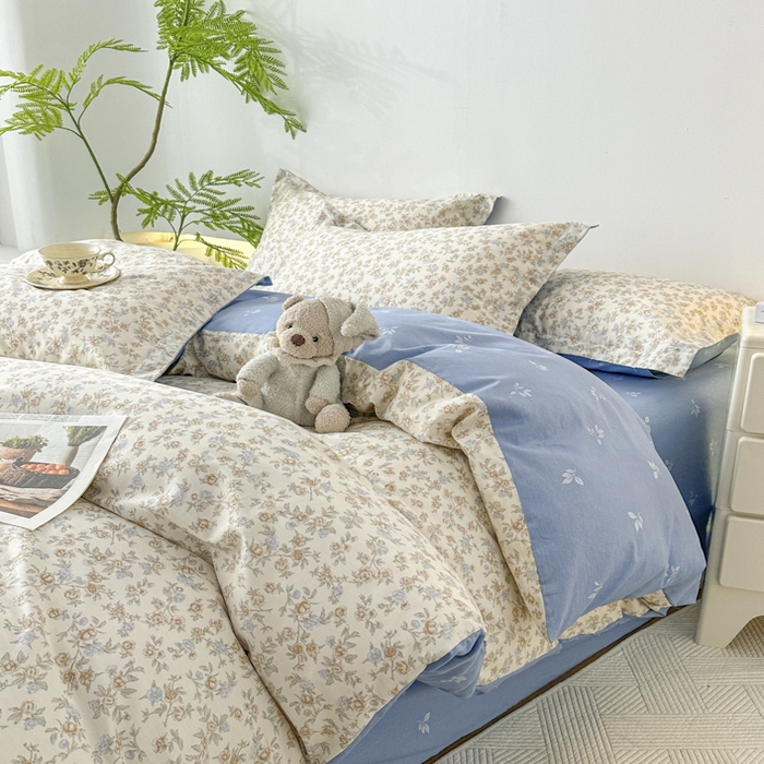 91家纺网 家纺一手货源 找家纺 红淳家纺 2026新款13070全棉纯棉印花四件套系列 山茶私语