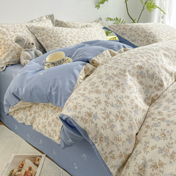 91家纺网 家纺一手货源 找家纺 红淳家纺 2026新款13070全棉纯棉印花四件套系列 山茶私语