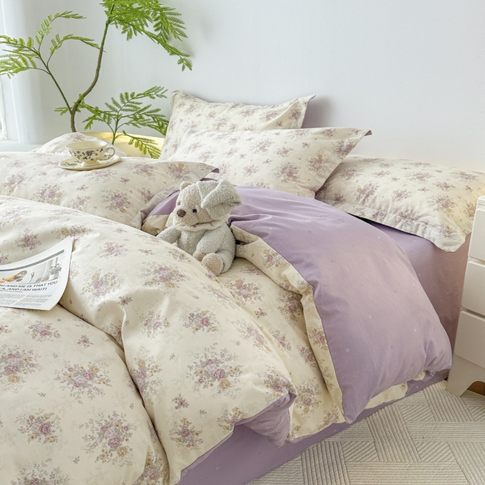 91家纺网 家纺一手货源 找家纺 红淳家纺 2026新款13070全棉纯棉印花四件套系列 悠悠花园