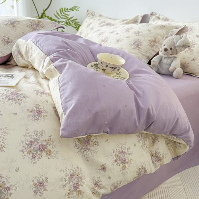 91家纺网 家纺一手货源 找家纺 红淳家纺 2026新款13070全棉纯棉印花四件套系列 悠悠花园